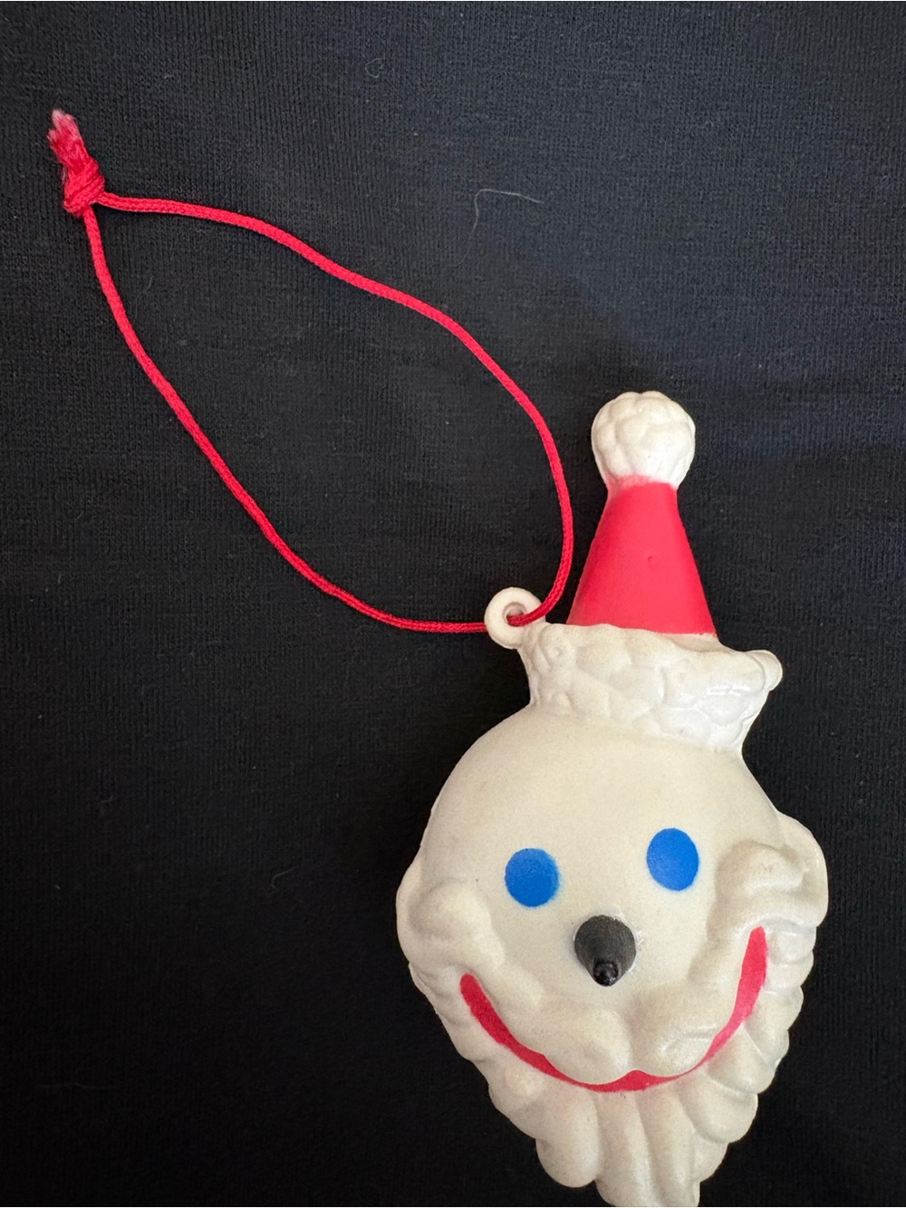 Vintage Santa Face Ornament - White w/Red Hat & original red cord